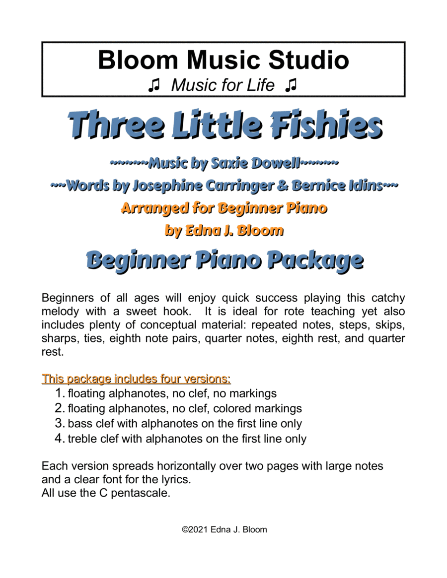Three Little Fishies (itty Bitty Poo) (arr. Edna J. Bloom)