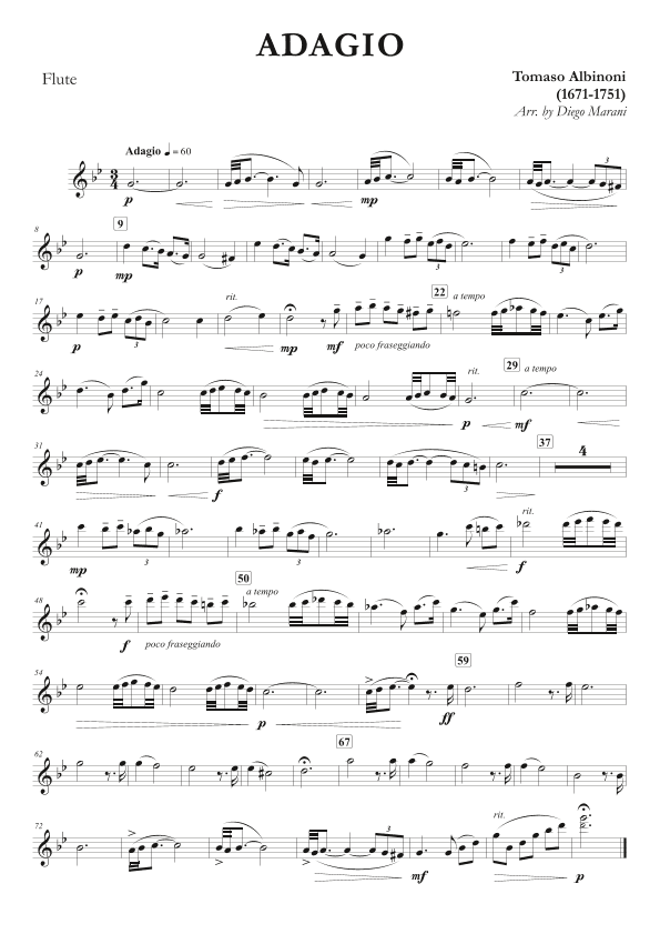 Albinoni's Adagio for Flute and Piano (arr. Diego Marani)