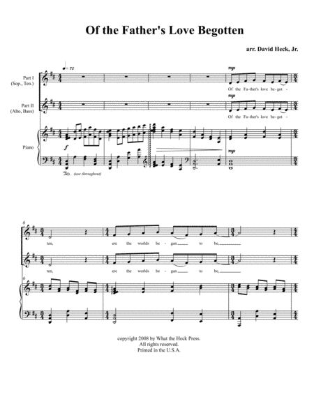 Of the Father's Love Begotten (arr. David Heck, Jr.)