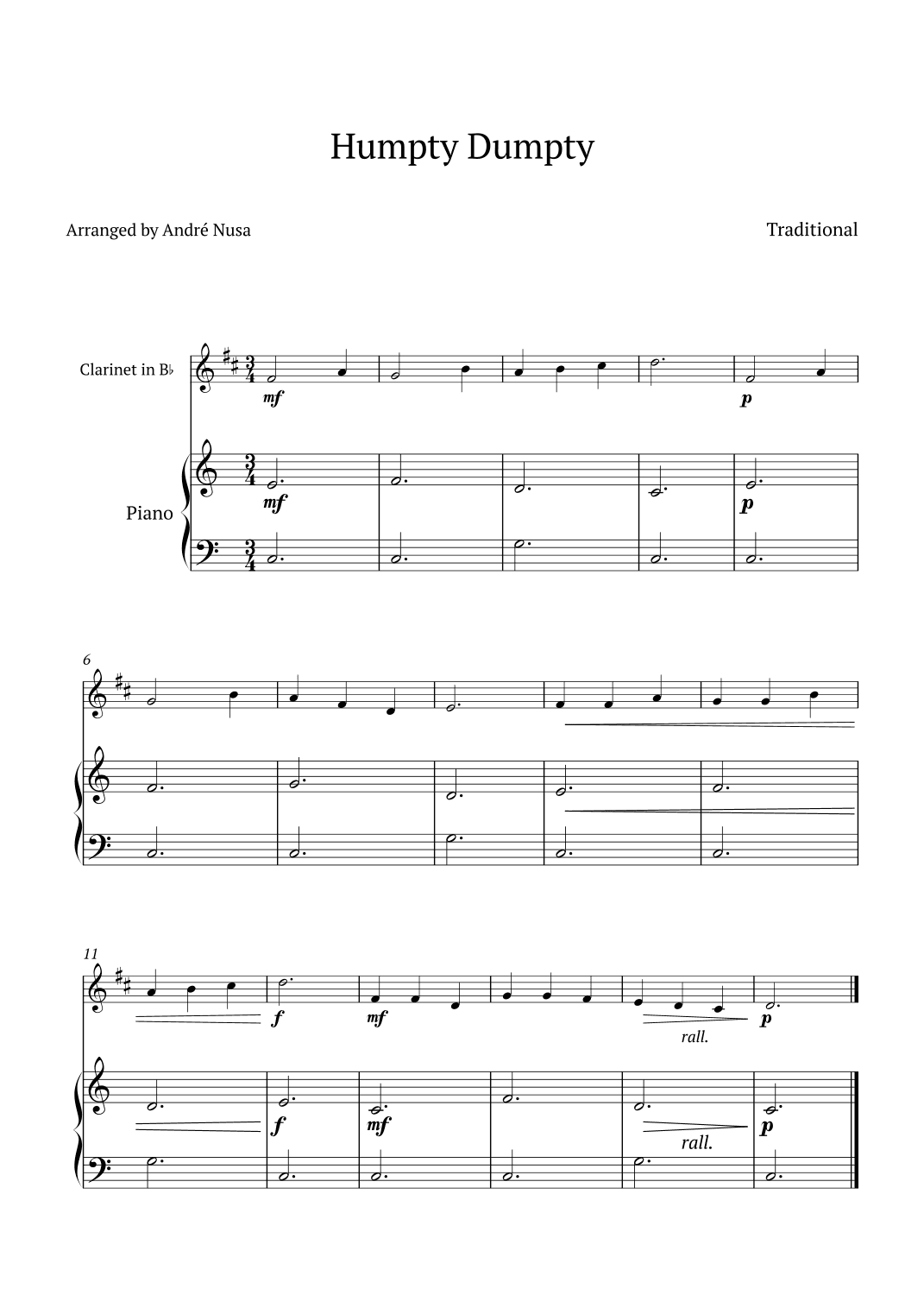 Humpty Dumpty (arr. André Nusa)