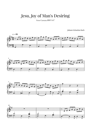 Bach - Jesu, Joy of Man's Desiring for Piano Solo (arr. Cadenza Editions)