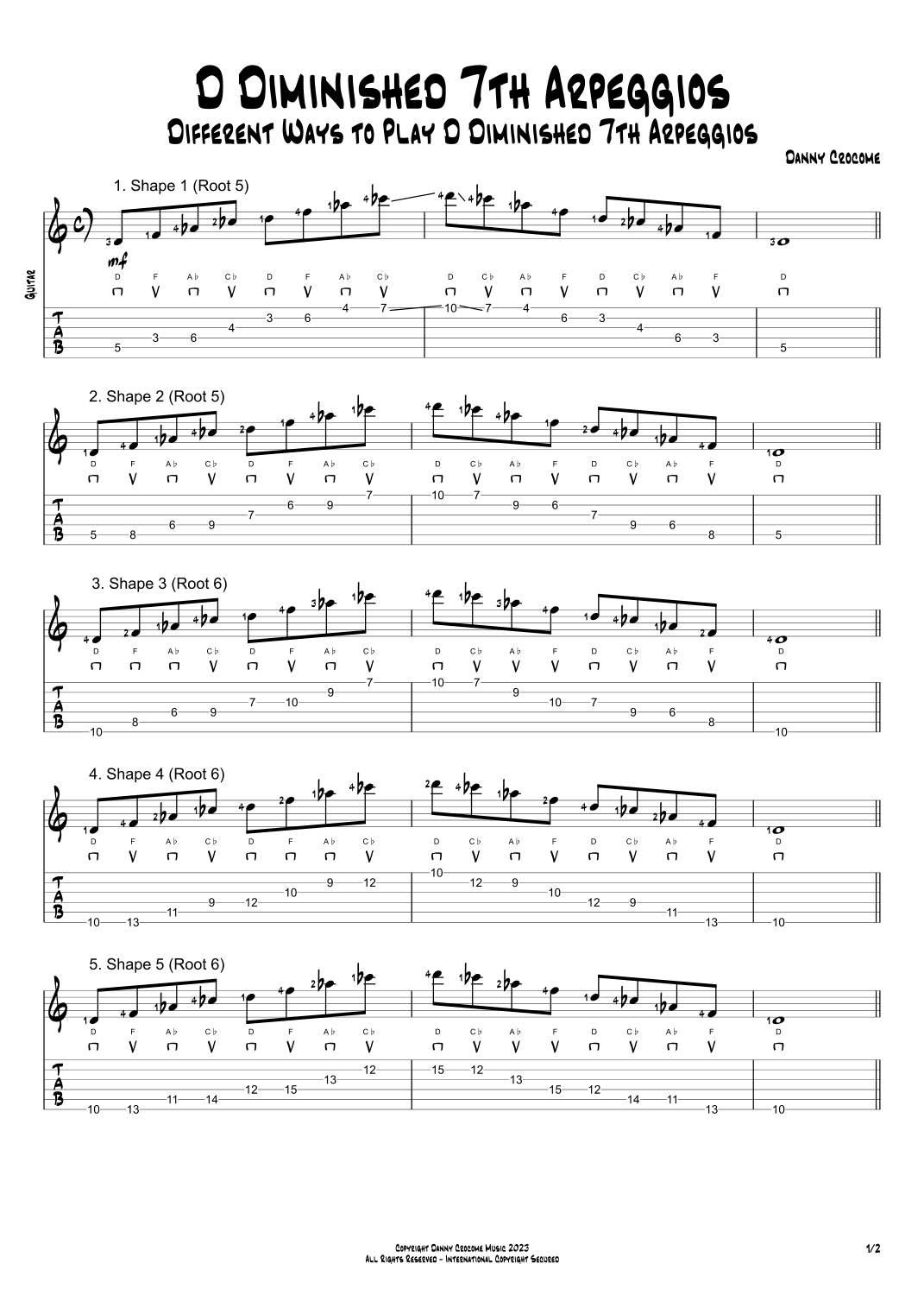 D Diminished 7th Arpeggios (5 Ways to Play)