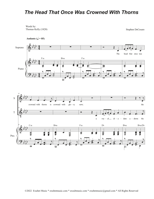 The Head That Once Was Crowned With Thorns (Duet for Soprano and Tenor solo)
