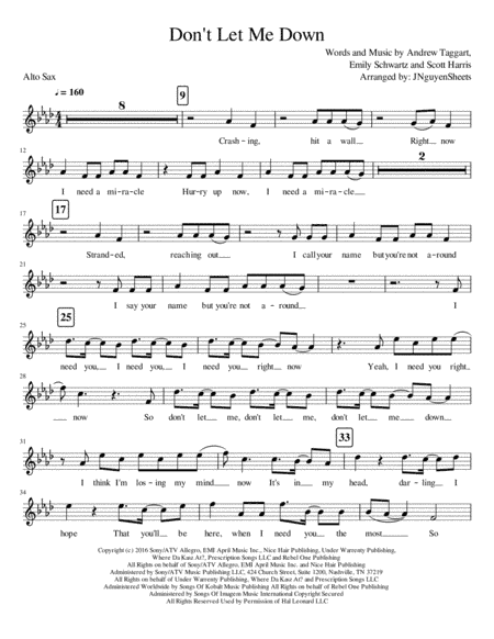 Don't Let Me Down (arr. JNguyenSheets)