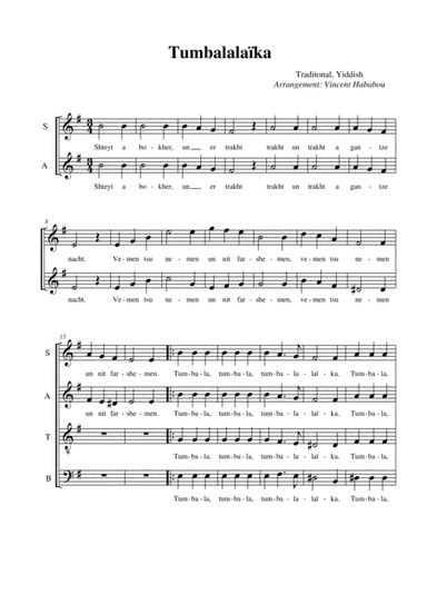 Tumbalalaika (arr. Vincent Hababou)