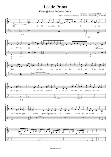 Lamentationes Jeremiae Prophetae: Feriae Quintae in Coena Domini, Lectio Prima (arr. Early Music Scores)