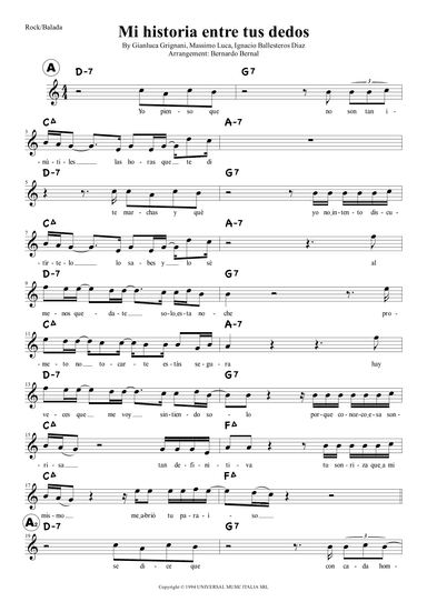 Mi Historia Entre Tus Dedos (arr. Bernardo Bernal)