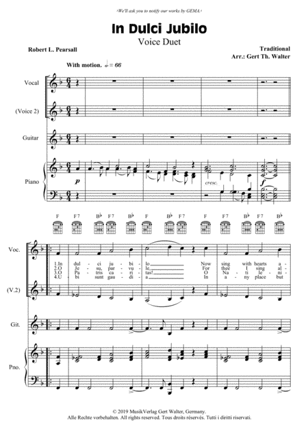 In Dulci Jubilo (arr. Gert Th. Walter)