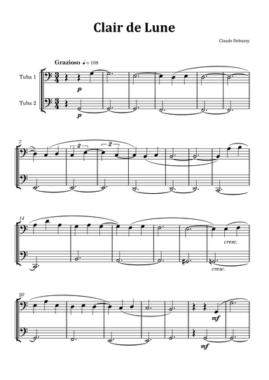 Clair de Lune by Debussy - Tuba Duet (arr. Glauco Fernandes)
