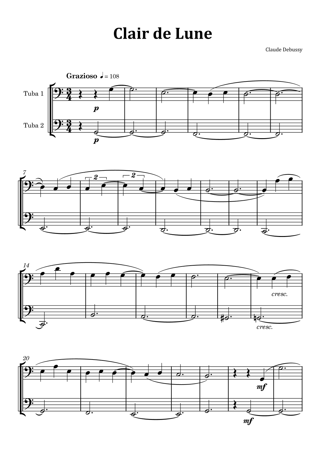 Clair de Lune by Debussy - Tuba Duet (arr. Glauco Fernandes)