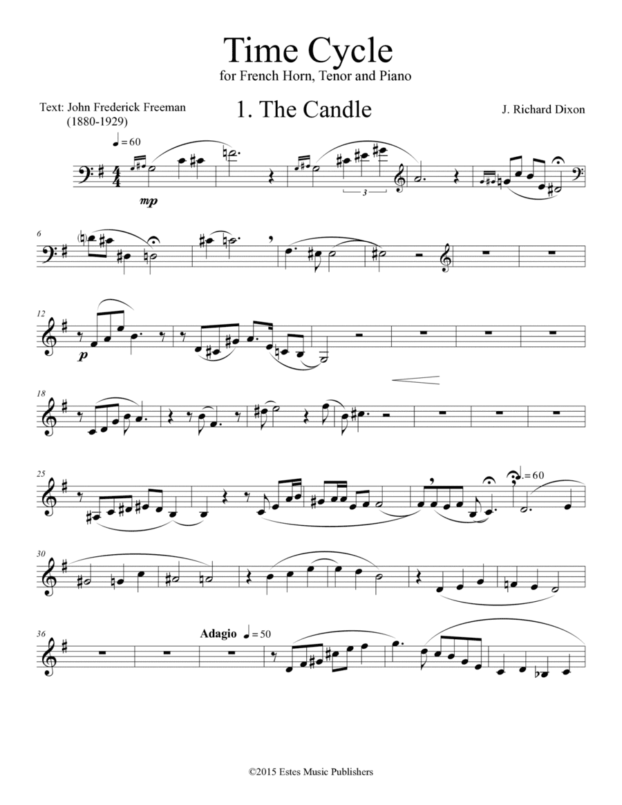 French horn part to "The Candle" from "Time Cycle."