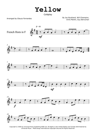 Yellow (arr. Glauco Fernandes)