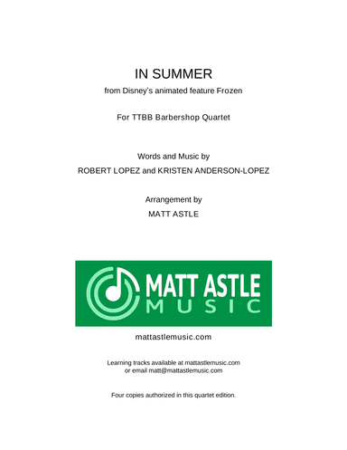 In Summer (arr. Matt Astle)