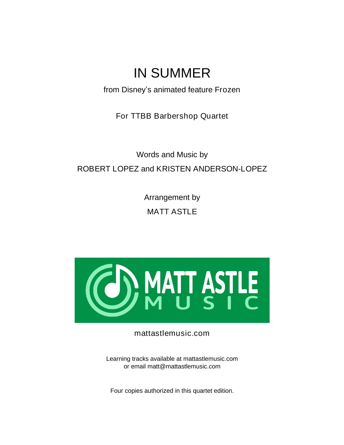In Summer (arr. Matt Astle)