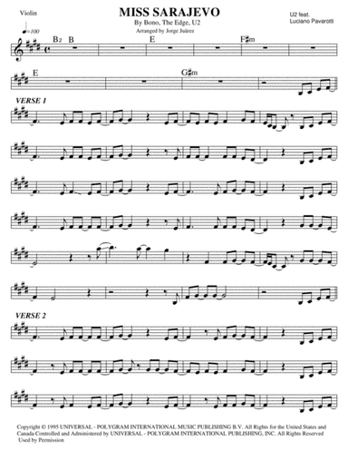 Miss Sarajevo (arr. Jorge Juárez)
