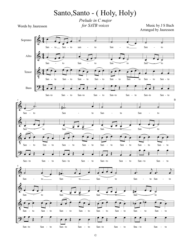 J S Bach - Prelude in C major BWV 846 (vocal version)Santo, Santo -  Holy Holy (arr. Jauresson B Lima)