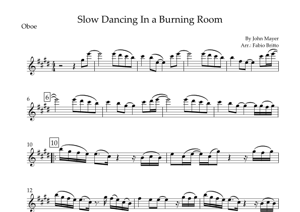 Slow Dancing In A Burning Room (arr. Fabio Britto)