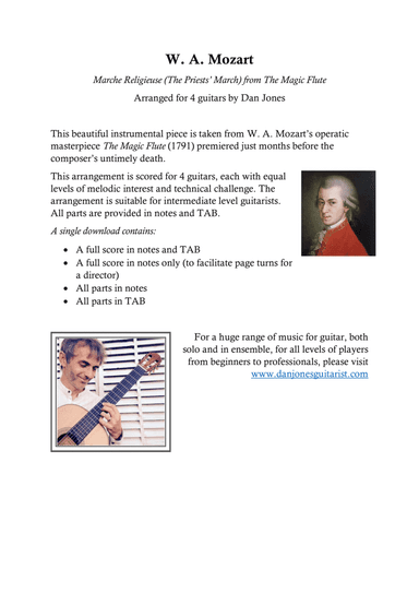 W A Mozart The Priests' March (Marche Religieuse) from The Magic Flute (arr. Dan Jones (www.danjonesguitarist.com))
