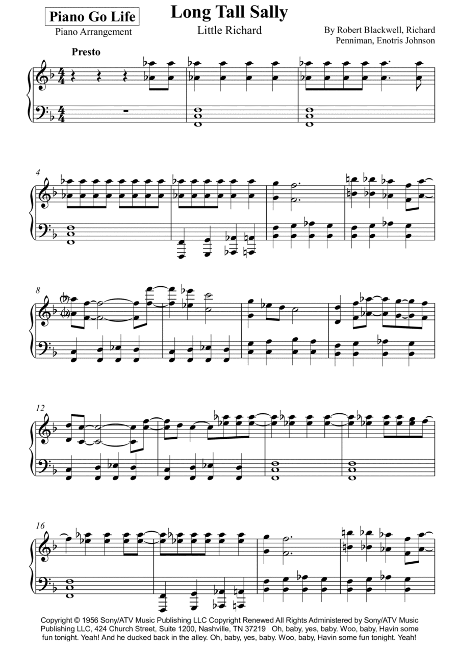 Long Tall Sally (arr. Piano Go Life)