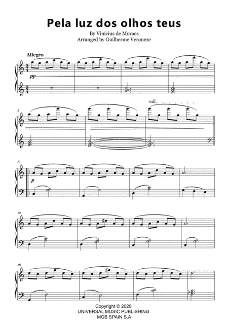 Pela Luz Dos Olhos Teus (arr. Guilherme Veroneze)