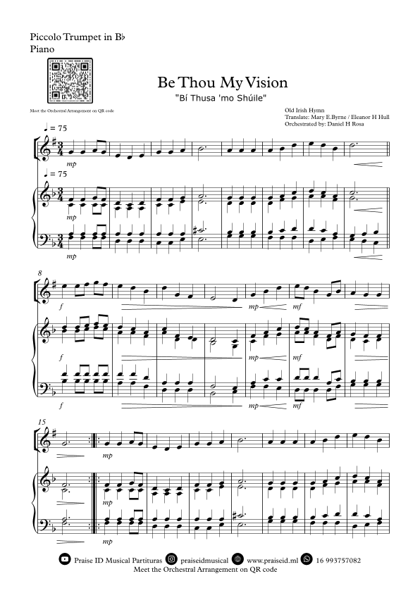Be Thou My Vision - "Bí Thusa 'mo Shúile" - Easy Piccolo Trumpet and Piano (arr. Daniel H Rosa)