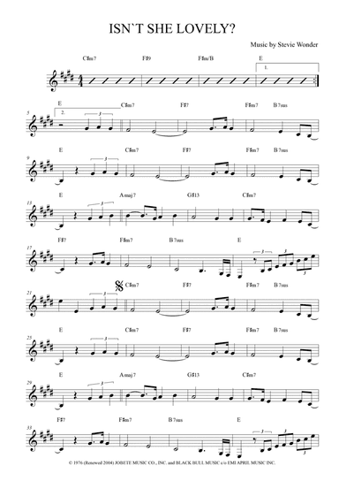 Isn't She Lovely (arr. The Sheet Music Library)