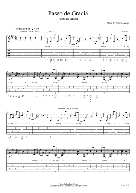 Vicente Amigo - Paseo de Gracia - 7 - Paseo de Gracia (arr. Teodorov Adrian)