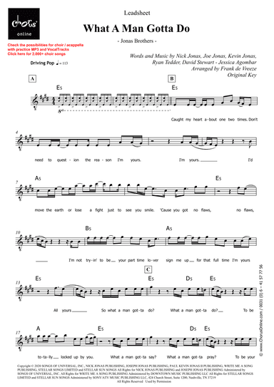 What A Man Gotta Do (arr. Frank de Vreeze)