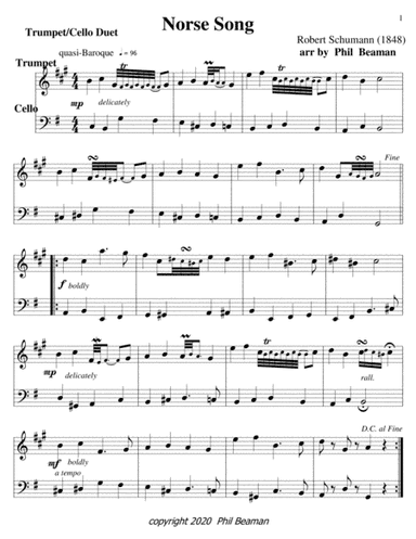 Norse Song-Schumann-trumpet-cello duet (arr. Phil Beaman)