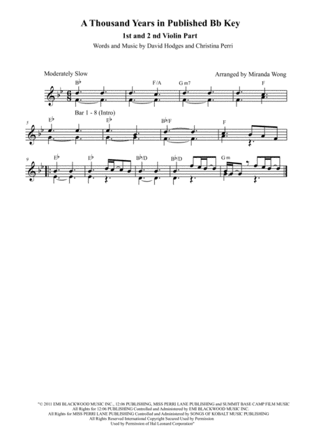 A Thousand Years (arr. Miranda Wong)