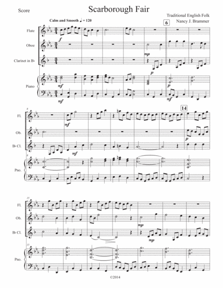 Scarborough Fair  for Woodwind Trio and Piano (arr. Nancy J. Brammer)