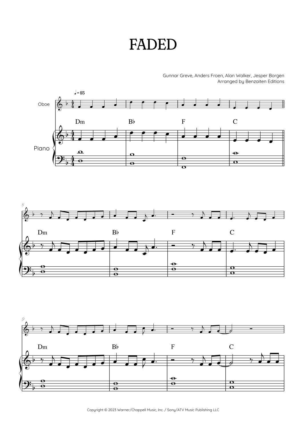 Faded (arr. Benzaiten Editions)