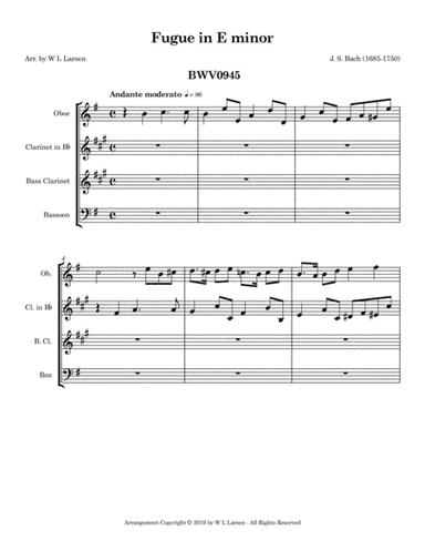 JS Bach - Fugue in E minor BWV 0945 (arr. W L Larsen)