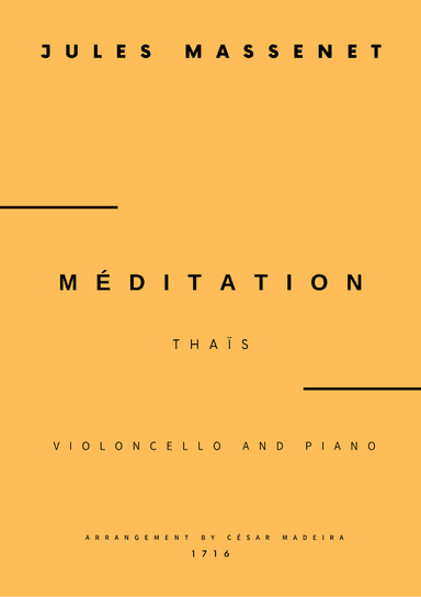 Meditation from Thais - Cello and Piano (Full Score) (arr. César Madeira)