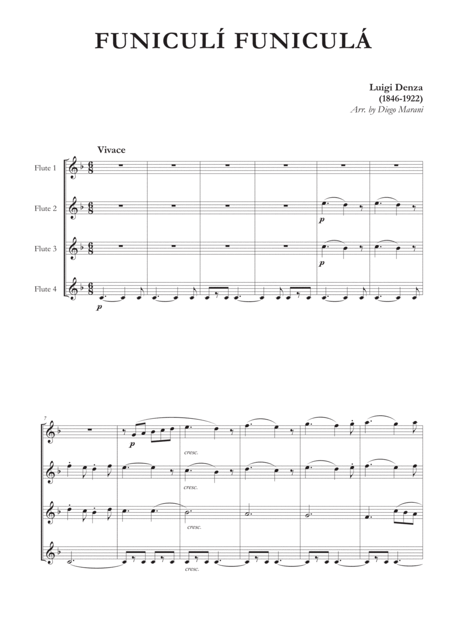 Funiculì Funiculà for Flute Quartet (arr. Diego Marani)