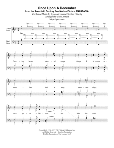 Once Upon A December from the Twentieth Century Fox Motion Picture ANASTASIA (arr. Chris Arnold)