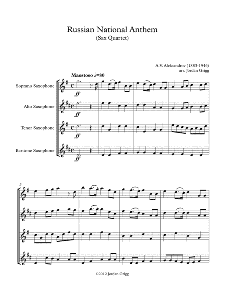 Russian National Anthem (Sax Quartet) (arr. Jordan Grigg)