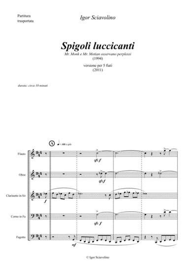 Spigoli Luccicanti [Brilliant Corners] - for Woodwind Quintet