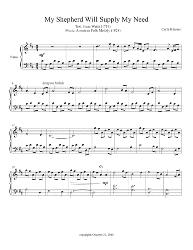 My Shepherd Will Supply My Need (arr. Carla Klassen)