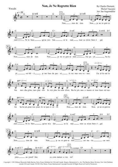 Non, Je Ne Regrette Rien (arr. Jan Angermüller)