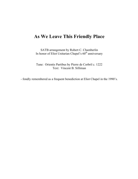 As We Leave This Friendly Place (SATB with piano) (arr. Robert Chamberlin)