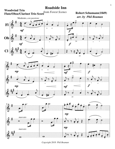 Roadside Inn-Schumann-Flute-Oboe-Clarinet trio (arr. Phil Beaman)