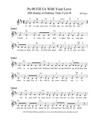 Psalm 90:  Fill Us With Your Love (leadsheet)