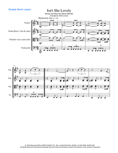 Isn't She Lovely (arr. Sherry Lewis Publishing)