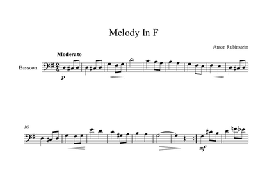Melody In F - Anton Rubinstein (Bassoon) (arr. Digital Book Music)
