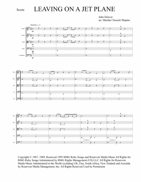 Leaving On A Jet Plane (arr. Marsha Chusmir Shapiro)
