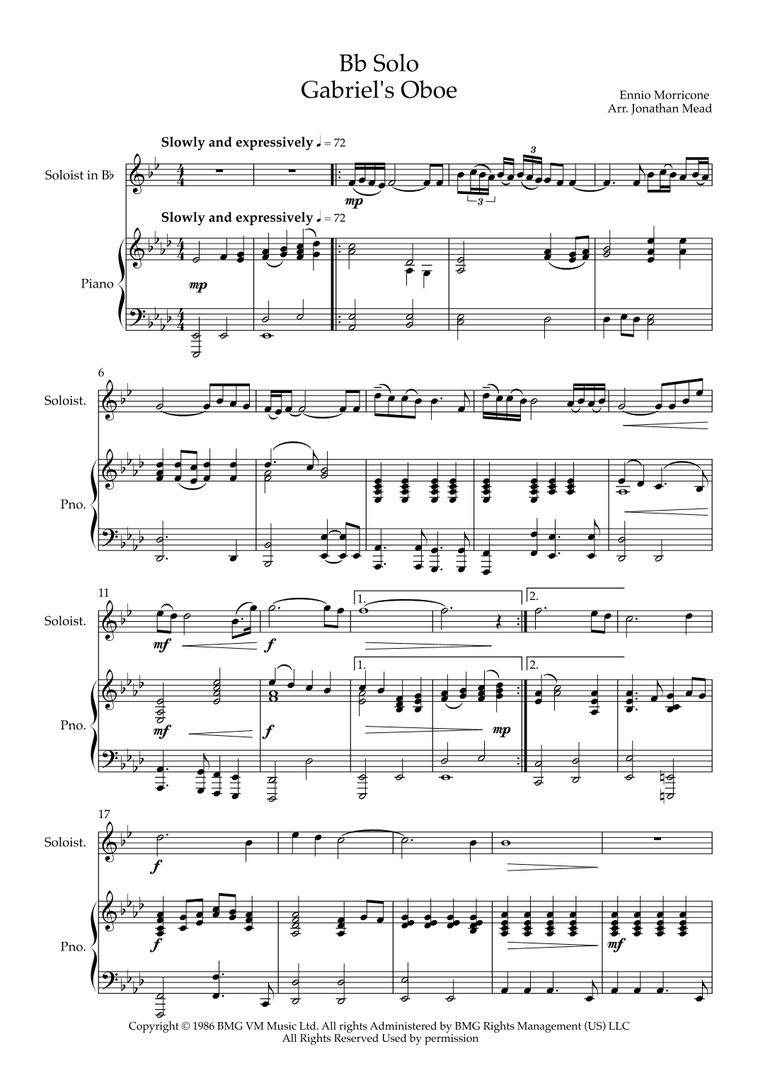 Gabriel's Oboe (arr. Jonathan Mead)