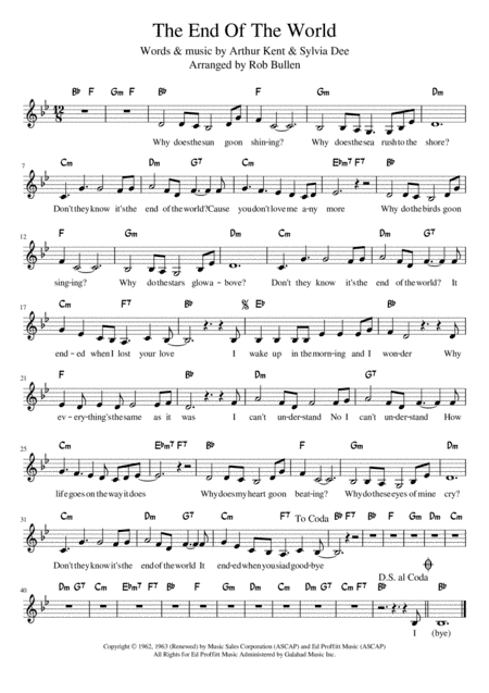 The End Of The World (arr. Rob Bullen)