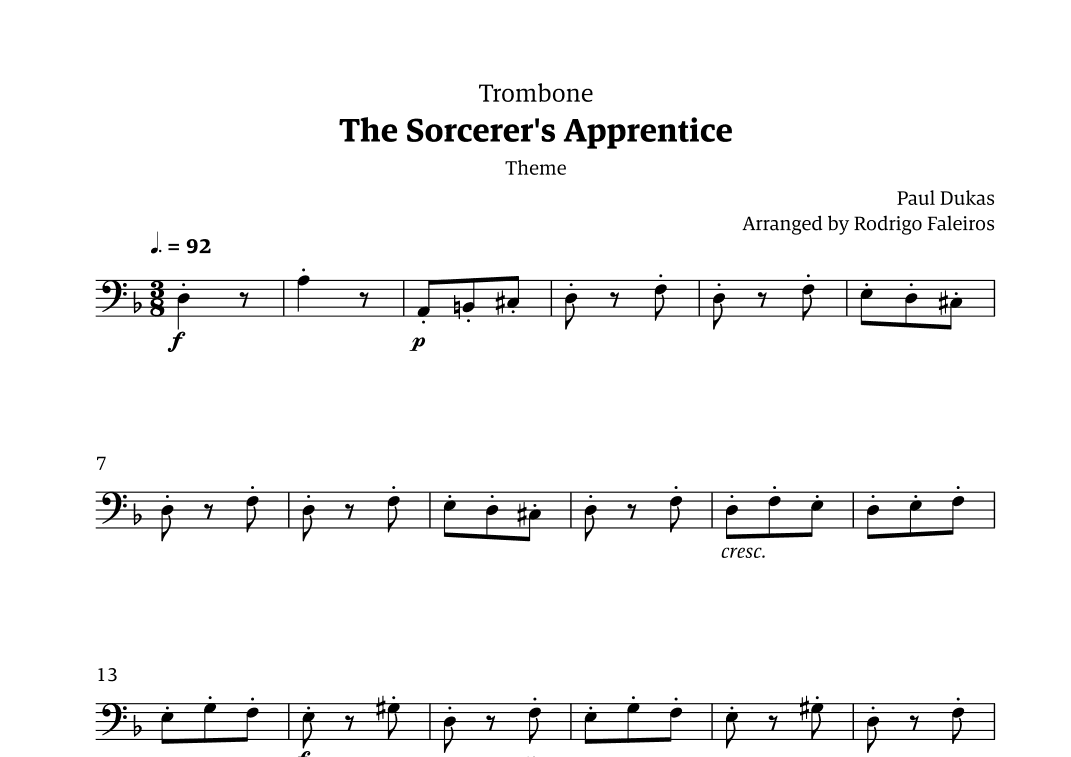 The Sorcerer's Apprentice theme (arr. Rodrigo Faleiros)
