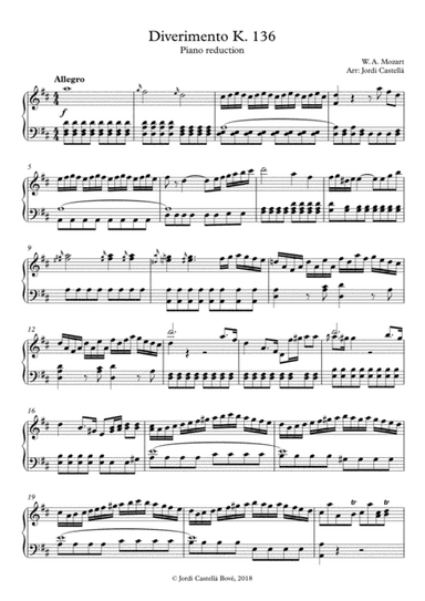 Divertimento K.136 – Piano Solo Version (arr. Jordi Castellà)